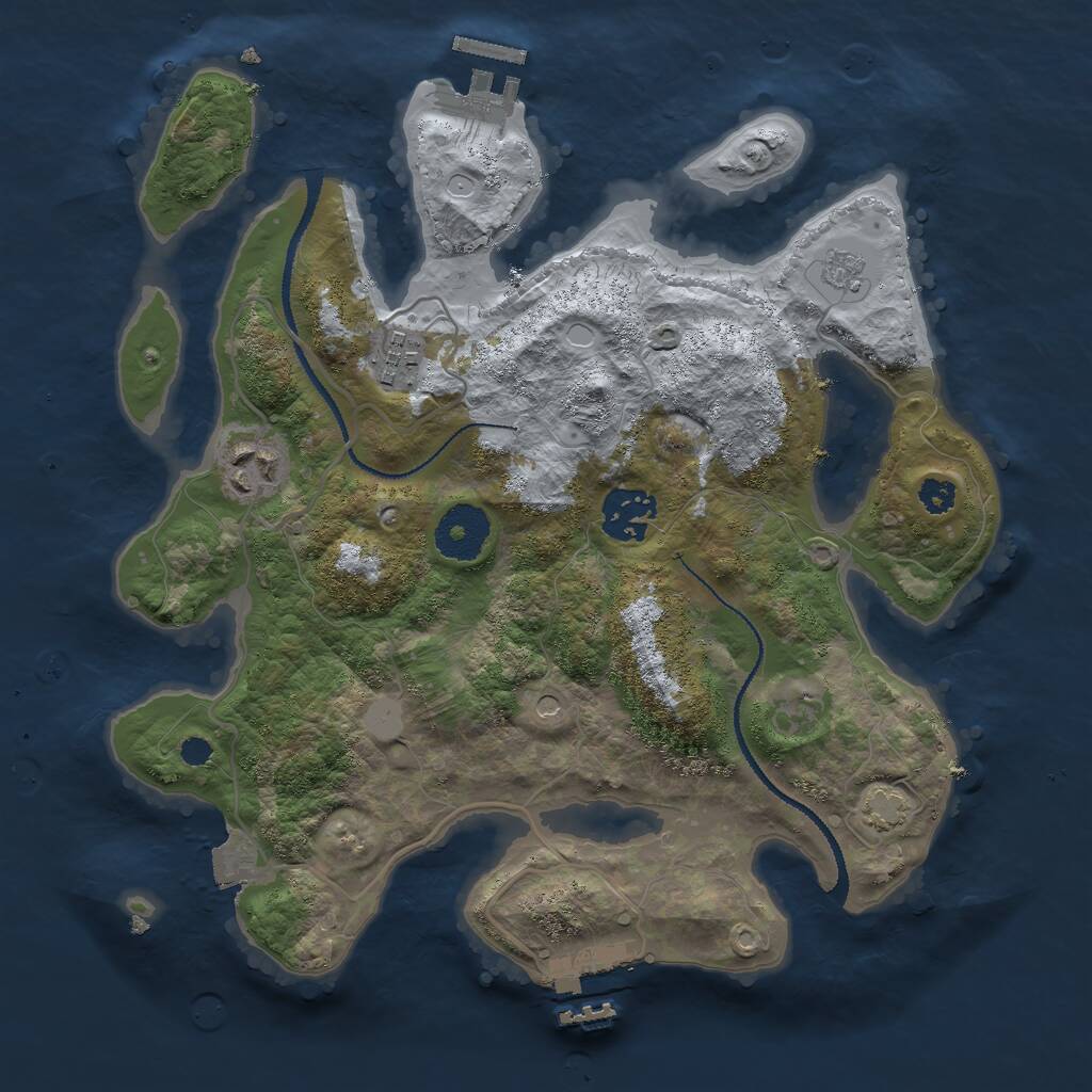 Rust Map: Procedural Map, Size: 3000, Seed: 2055573680, 9 Monuments