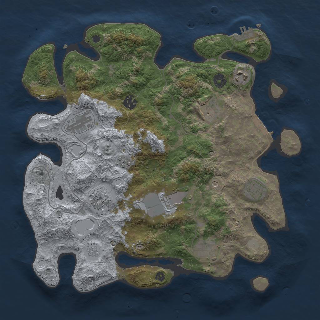 Rust Map: Procedural Map, Size: 3500, Seed: 46436821, 16 Monuments