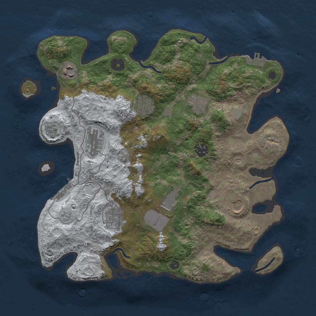 Rust Map: Procedural Map, Size: 3500, Seed: 7921, 18 Monuments