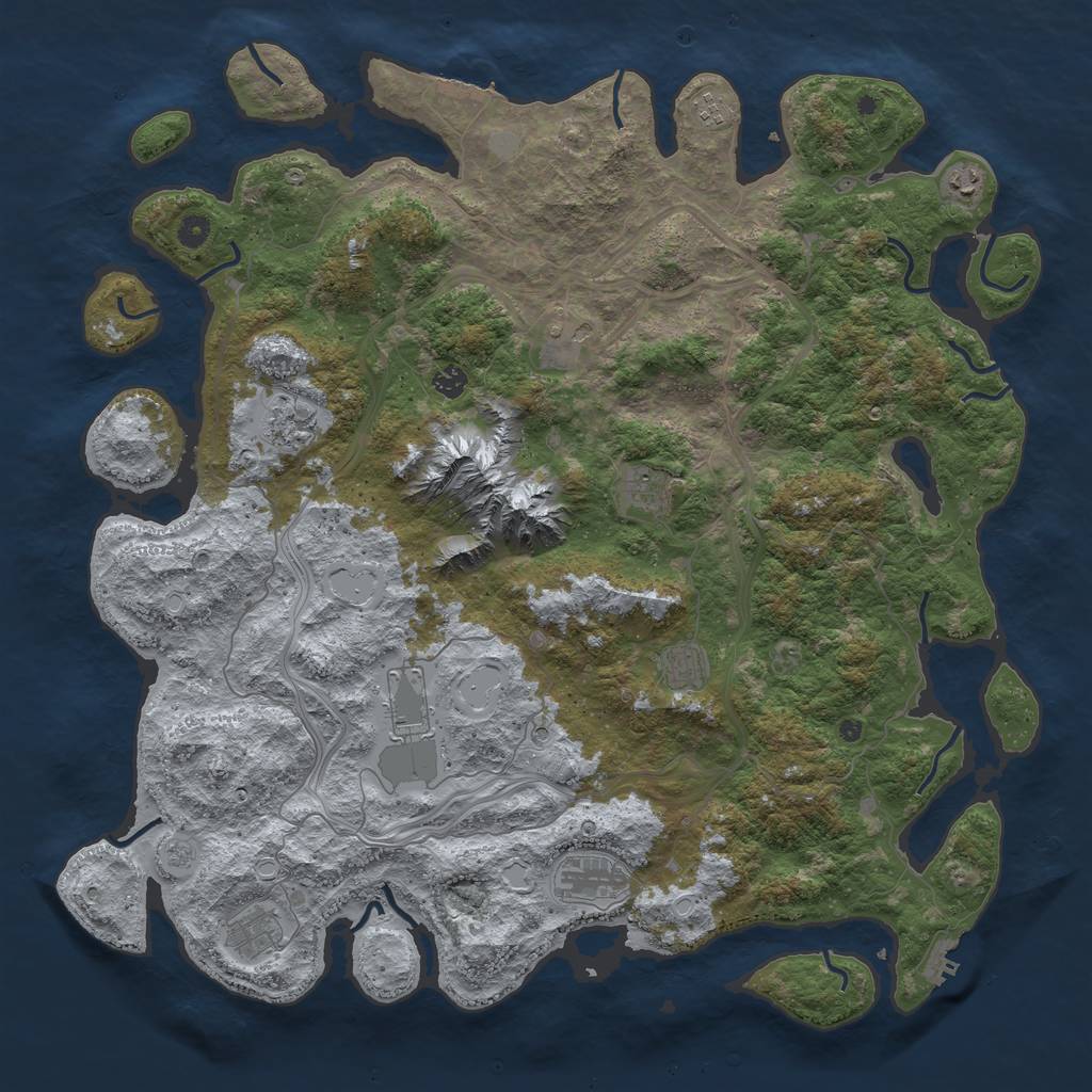 Rust Map: Procedural Map, Size: 5000, Seed: 1050, 17 Monuments