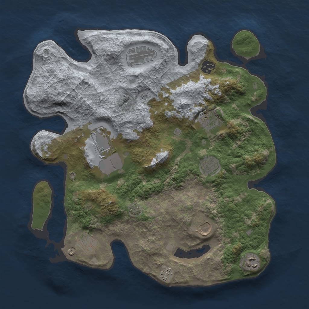Rust Map: Barren, Size: 3500, Seed: 1083031320, 13 Monuments