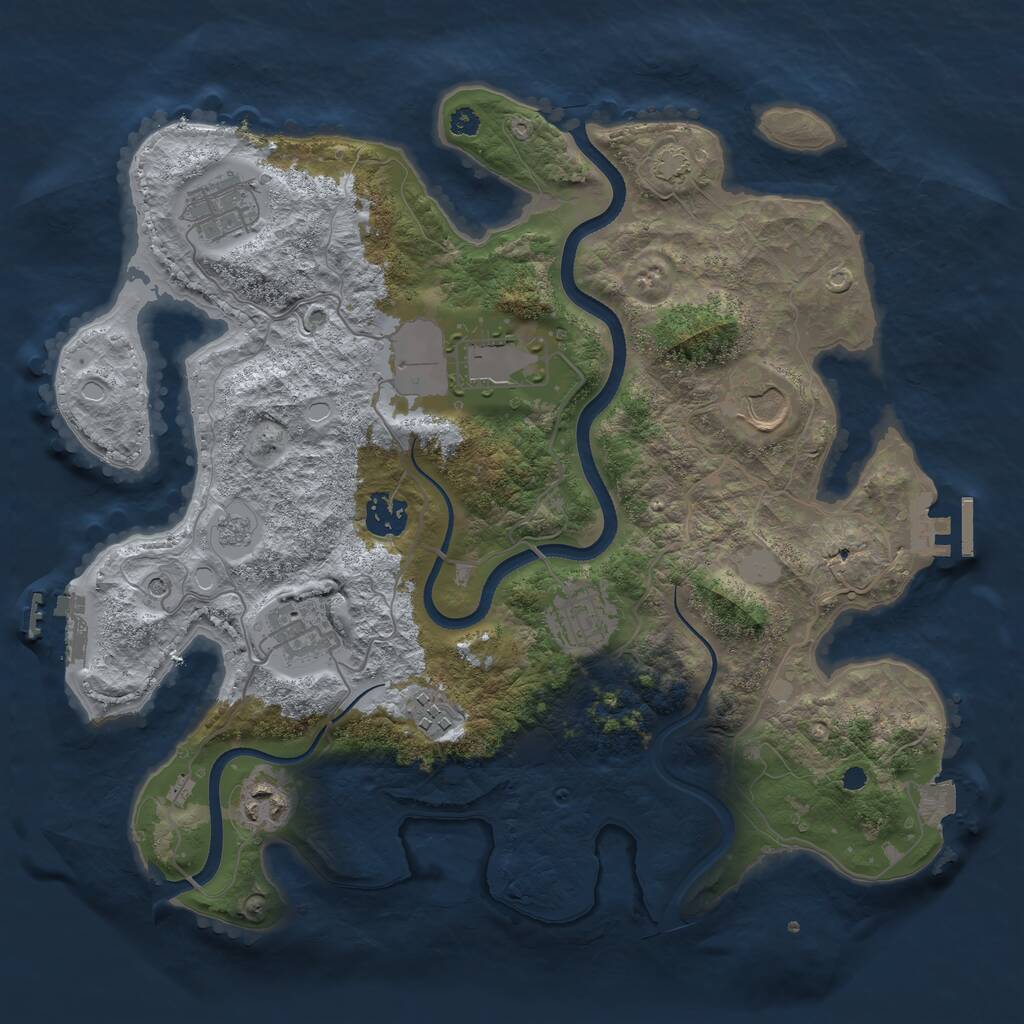 Rust Map: Procedural Map, Size: 3500, Seed: 635658166, 14 Monuments