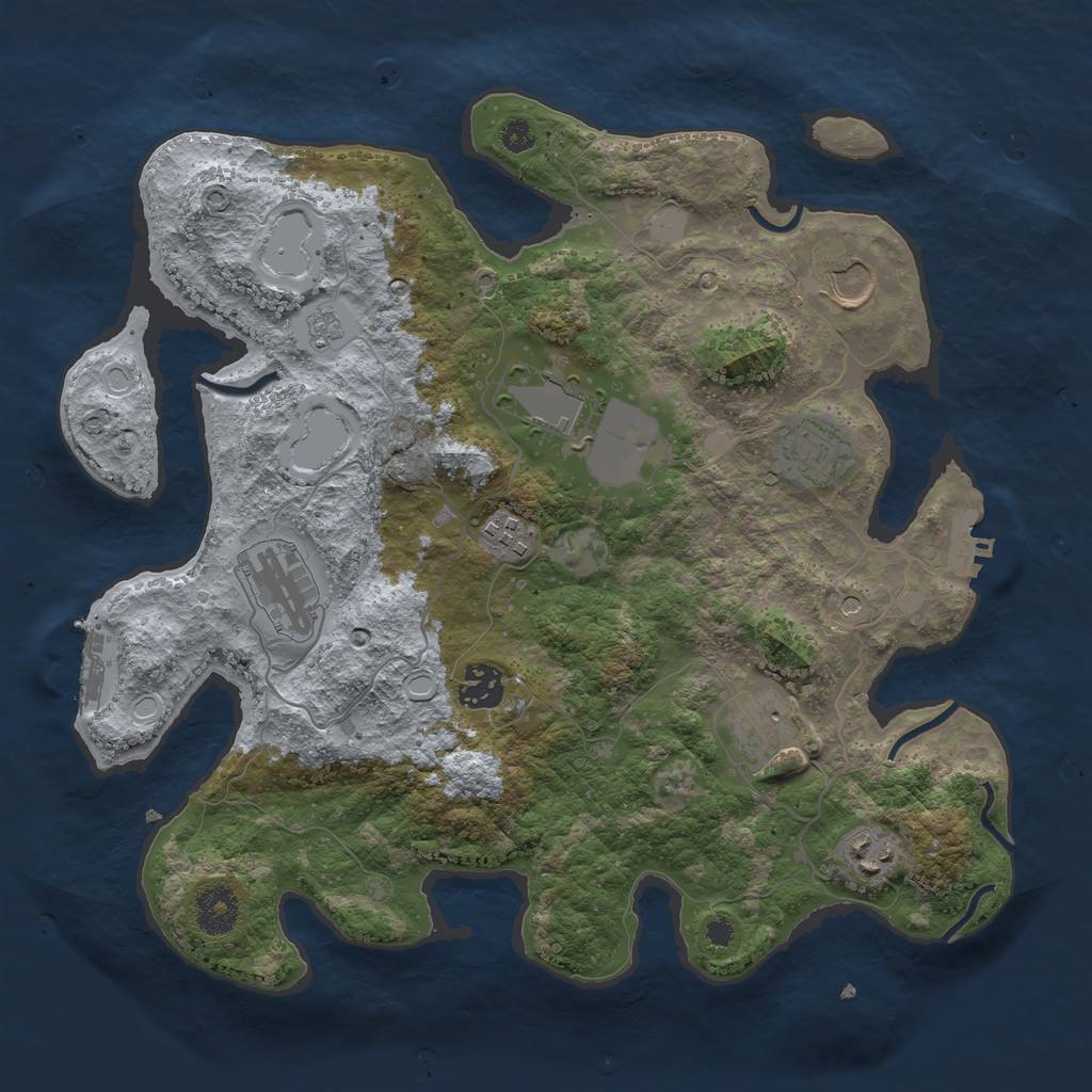 Rust Map: Procedural Map, Size: 3500, Seed: 635658166, 15 Monuments