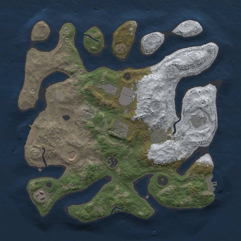 Rust Map: Procedural Map, Size: 3500, Seed: 123464, 16 Monuments