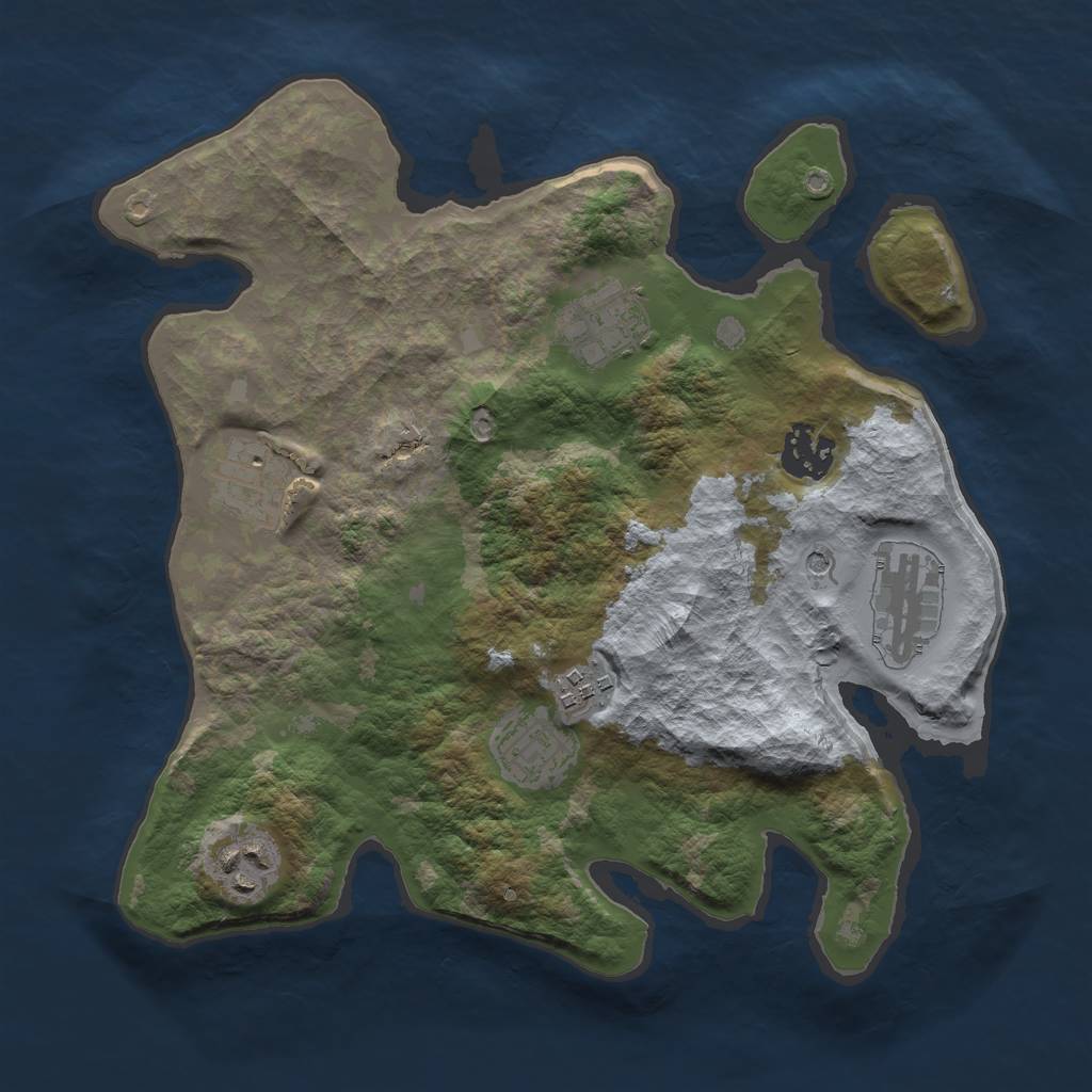 Rust Map: Barren, Size: 3000, Seed: 982808667, 10 Monuments
