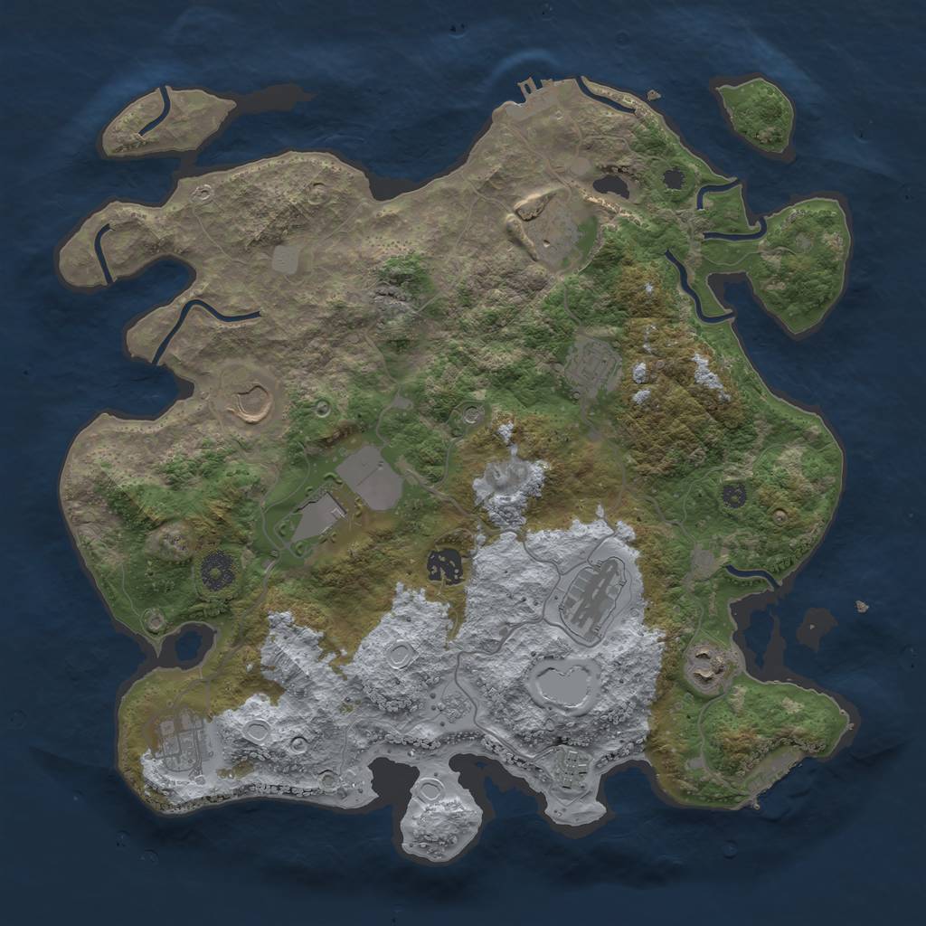 Rust Map: Procedural Map, Size: 3700, Seed: 1609660574, 16 Monuments