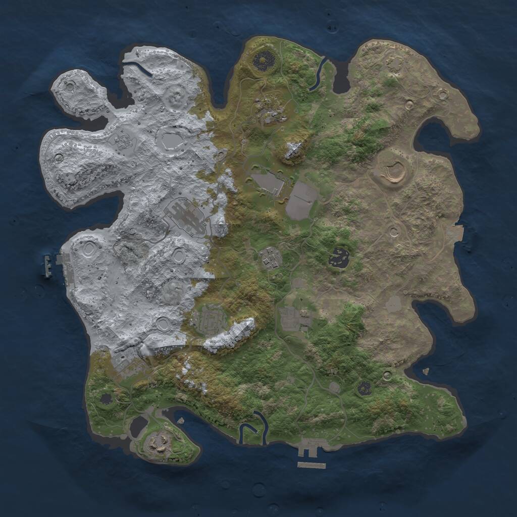 Rust Map: Procedural Map, Size: 3700, Seed: 1117234578, 16 Monuments