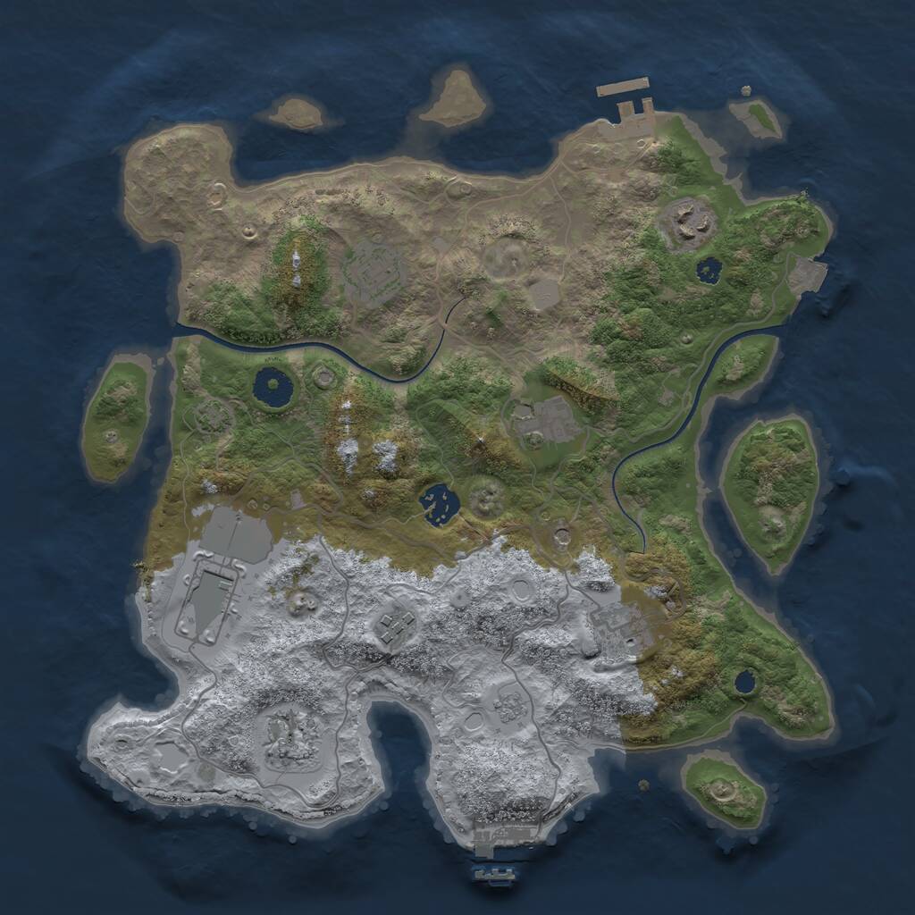 Rust Map: Procedural Map, Size: 3500, Seed: 418872601, 14 Monuments