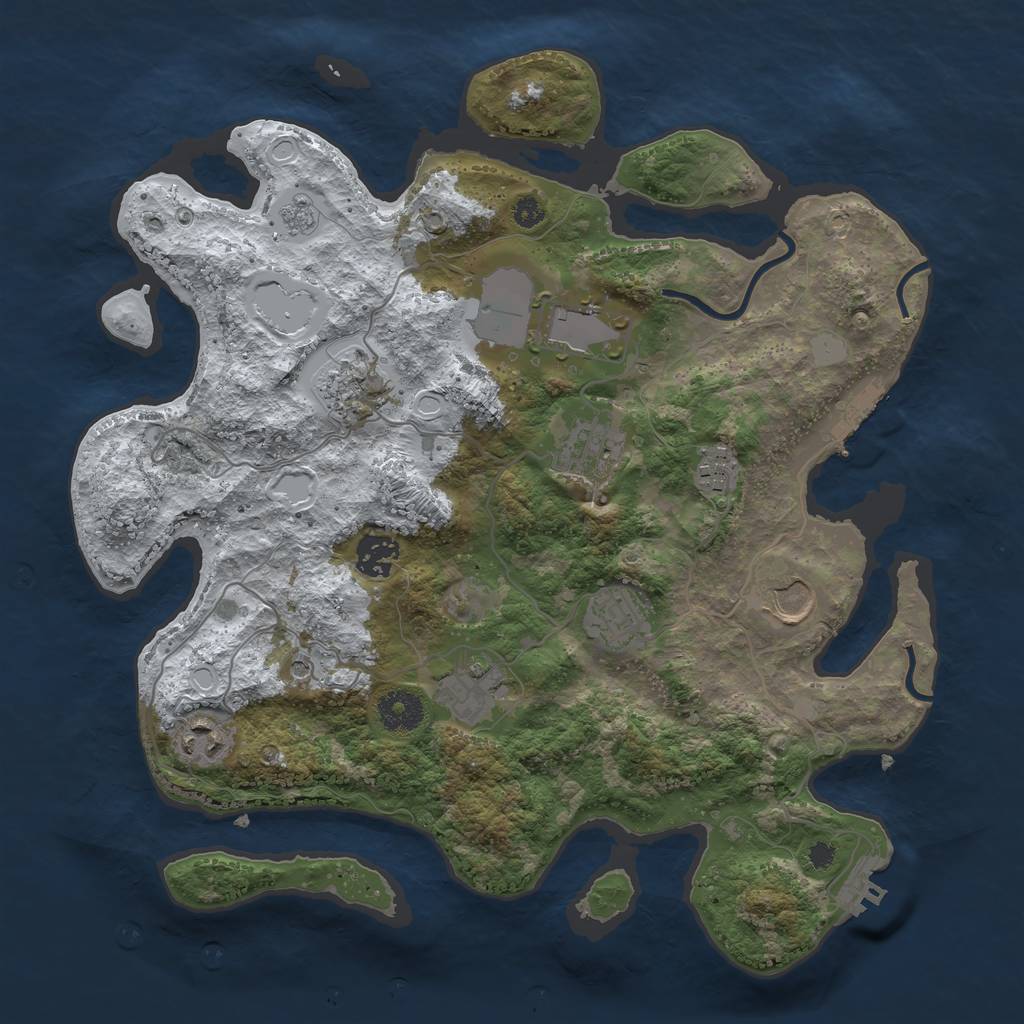 Rust Map: Procedural Map, Size: 3500, Seed: 2521490, 18 Monuments