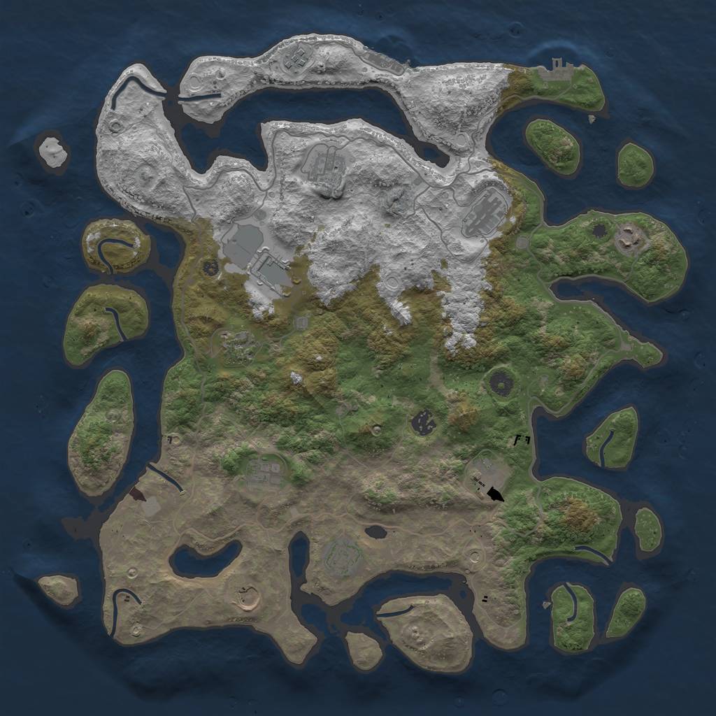 Rust Map: Procedural Map, Size: 4500, Seed: 937865058, 19 Monuments