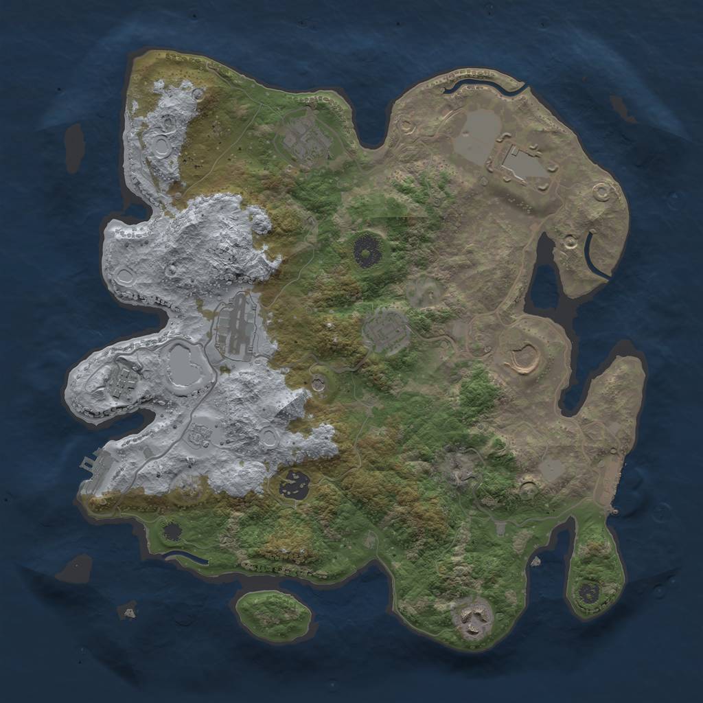 Rust Map: Procedural Map, Size: 3500, Seed: 1026377486, 15 Monuments
