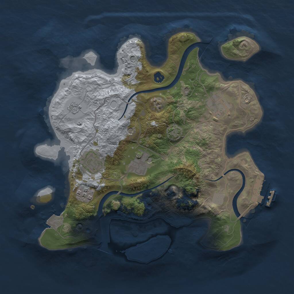 Rust Map: Procedural Map, Size: 2800, Seed: 1759018884, 9 Monuments