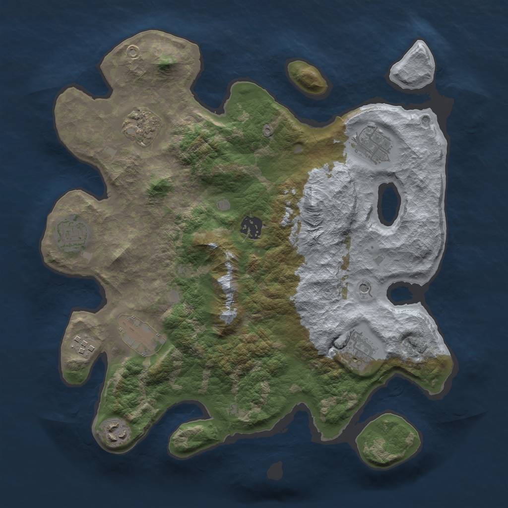 Rust Map: Barren, Size: 3400, Seed: 2342, 11 Monuments
