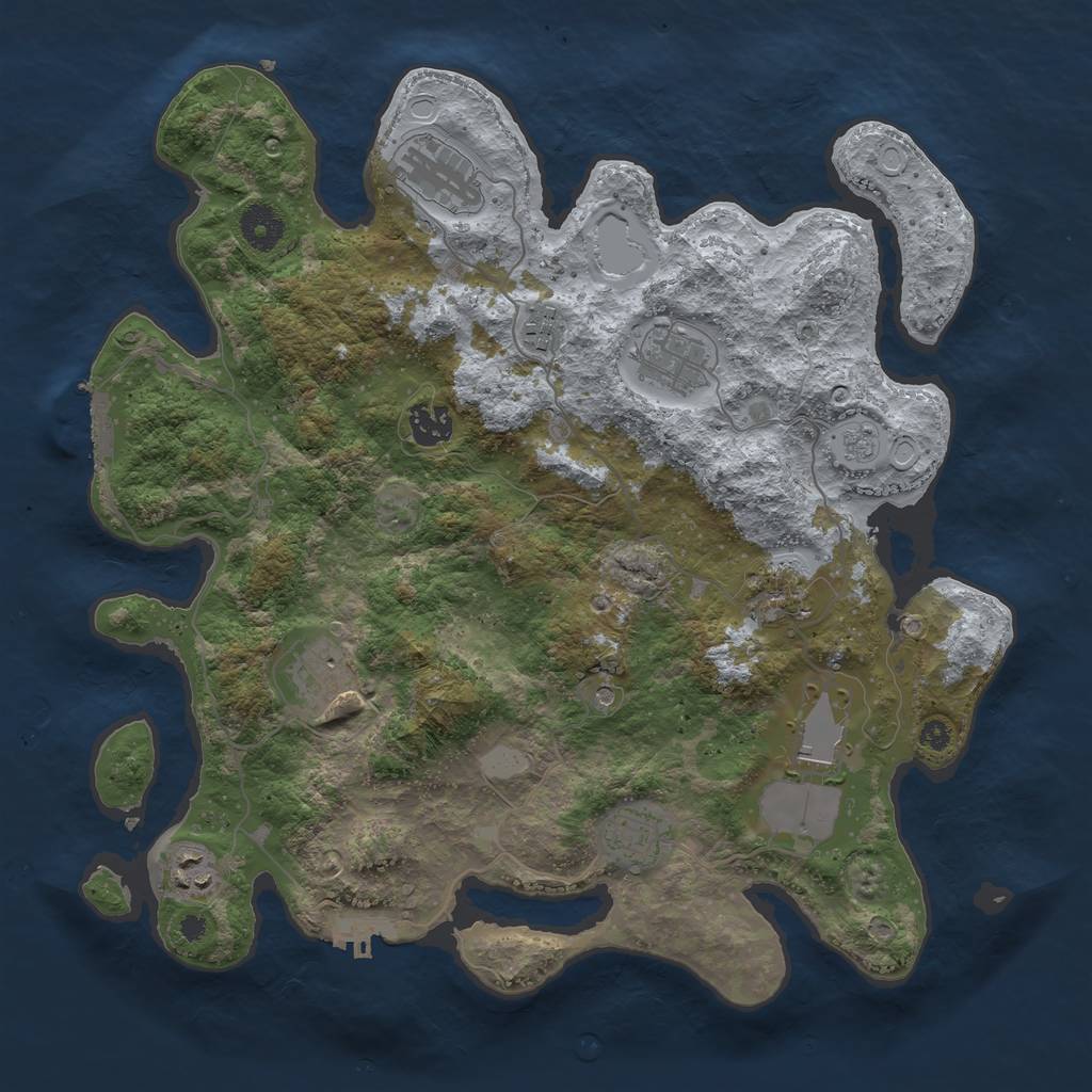 Rust Map: Procedural Map, Size: 3700, Seed: 2106665978, 16 Monuments