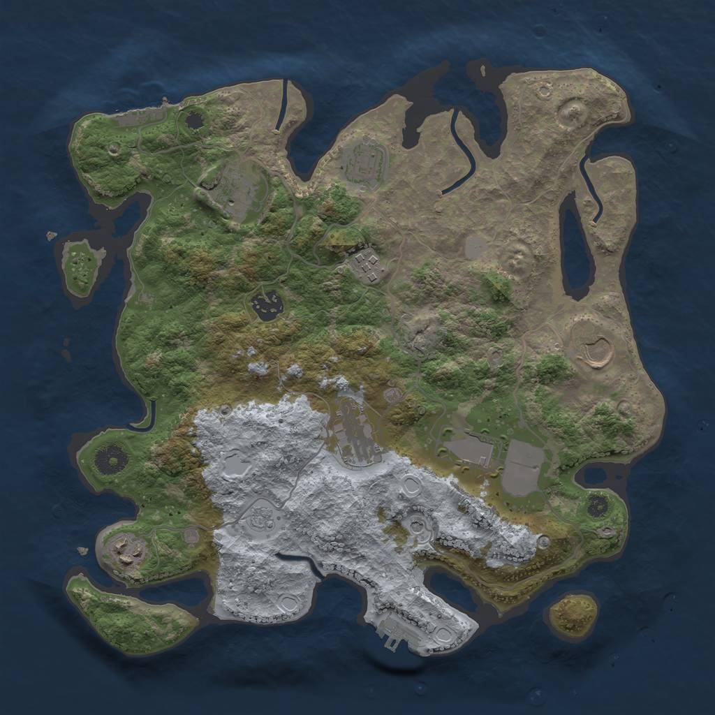 Rust Map: Procedural Map, Size: 3500, Seed: 1134251, 17 Monuments
