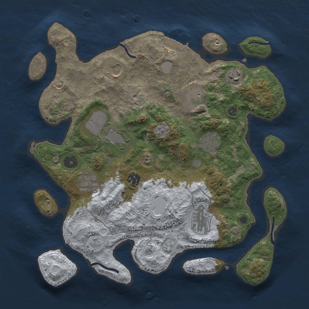 Rust Map: Procedural Map, Size: 3500, Seed: 93522856, 17 Monuments