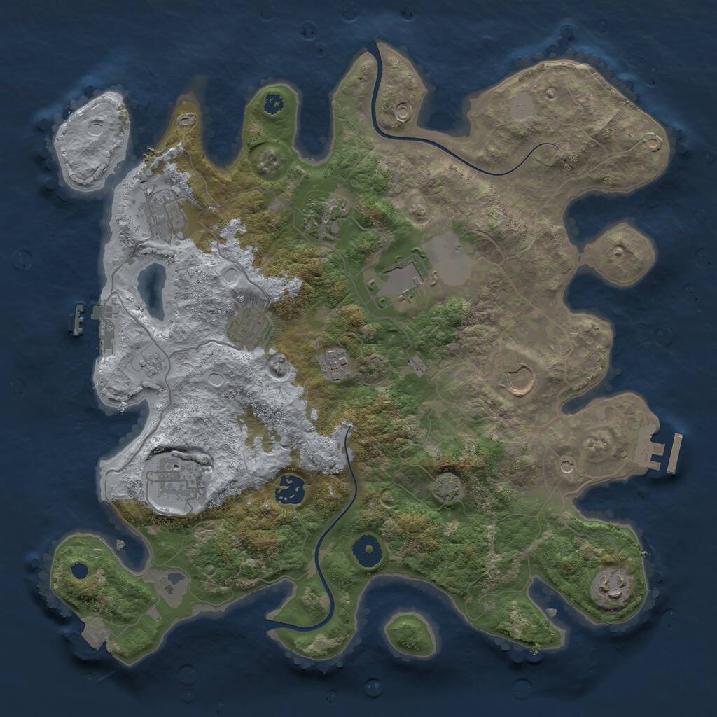 Rust Map: Procedural Map, Size: 3600, Seed: 2240954, 15 Monuments