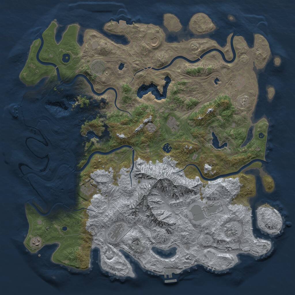 Rust Map: Procedural Map, Size: 5000, Seed: 1262546192, 17 Monuments