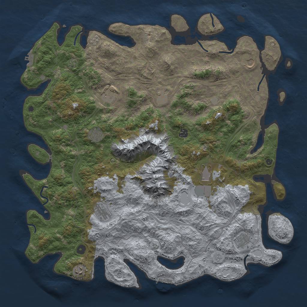 Rust Map: Procedural Map, Size: 5000, Seed: 1262546192, 17 Monuments