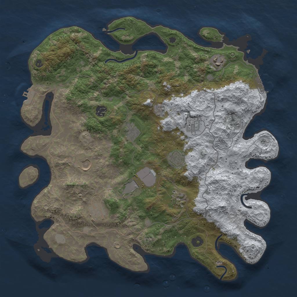 Rust Map: Procedural Map, Size: 4000, Seed: 812663345, 19 Monuments