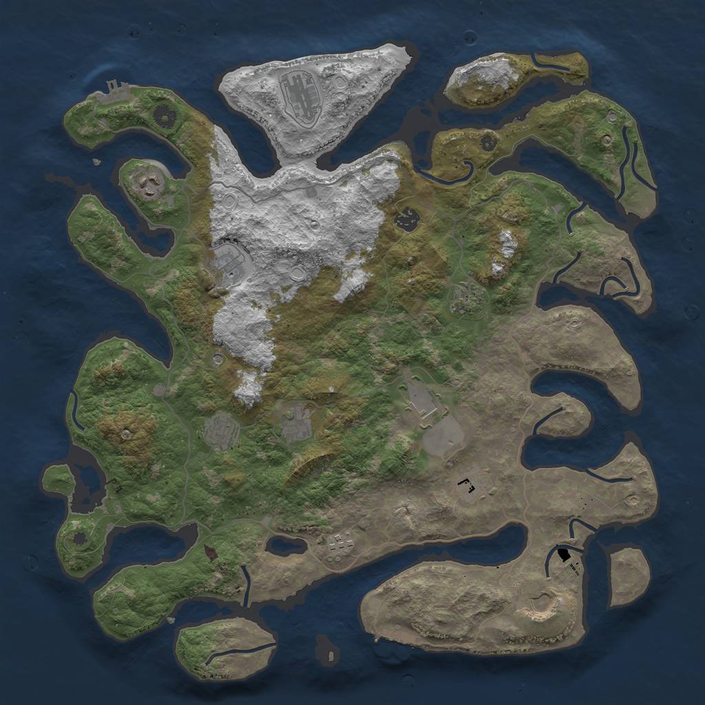 Rust Map: Procedural Map, Size: 4500, Seed: 1463705034, 19 Monuments