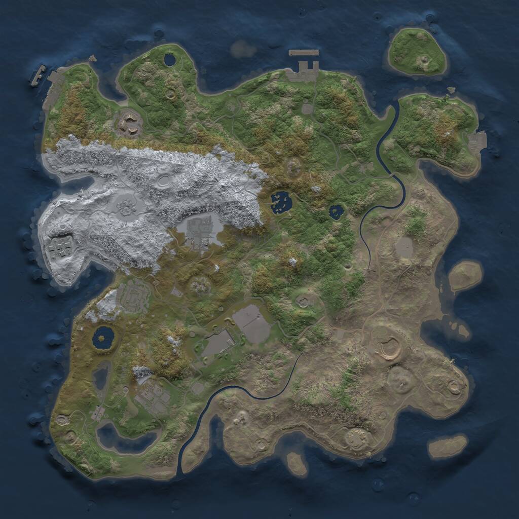 Rust Map: Procedural Map, Size: 3500, Seed: 320279663, 14 Monuments
