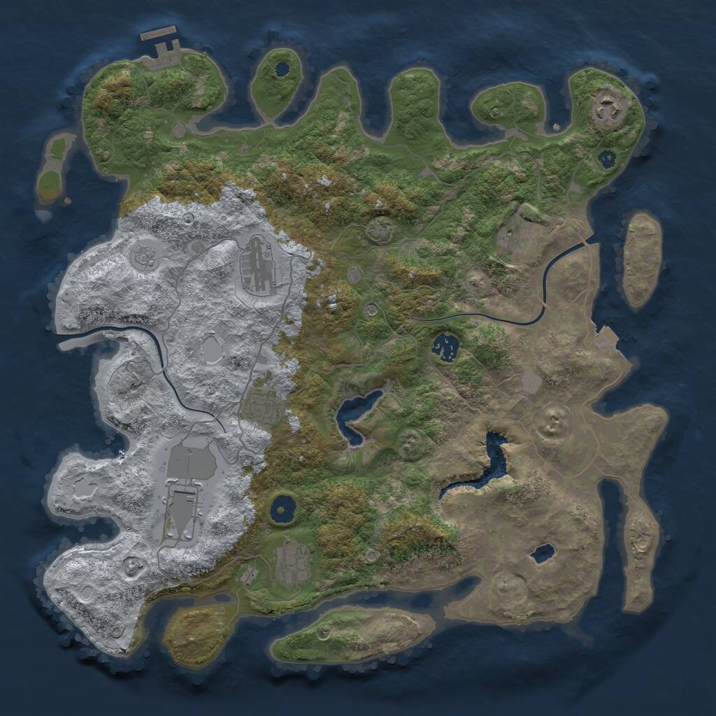 Rust Map: Procedural Map, Size: 4000, Seed: 857385622, 12 Monuments