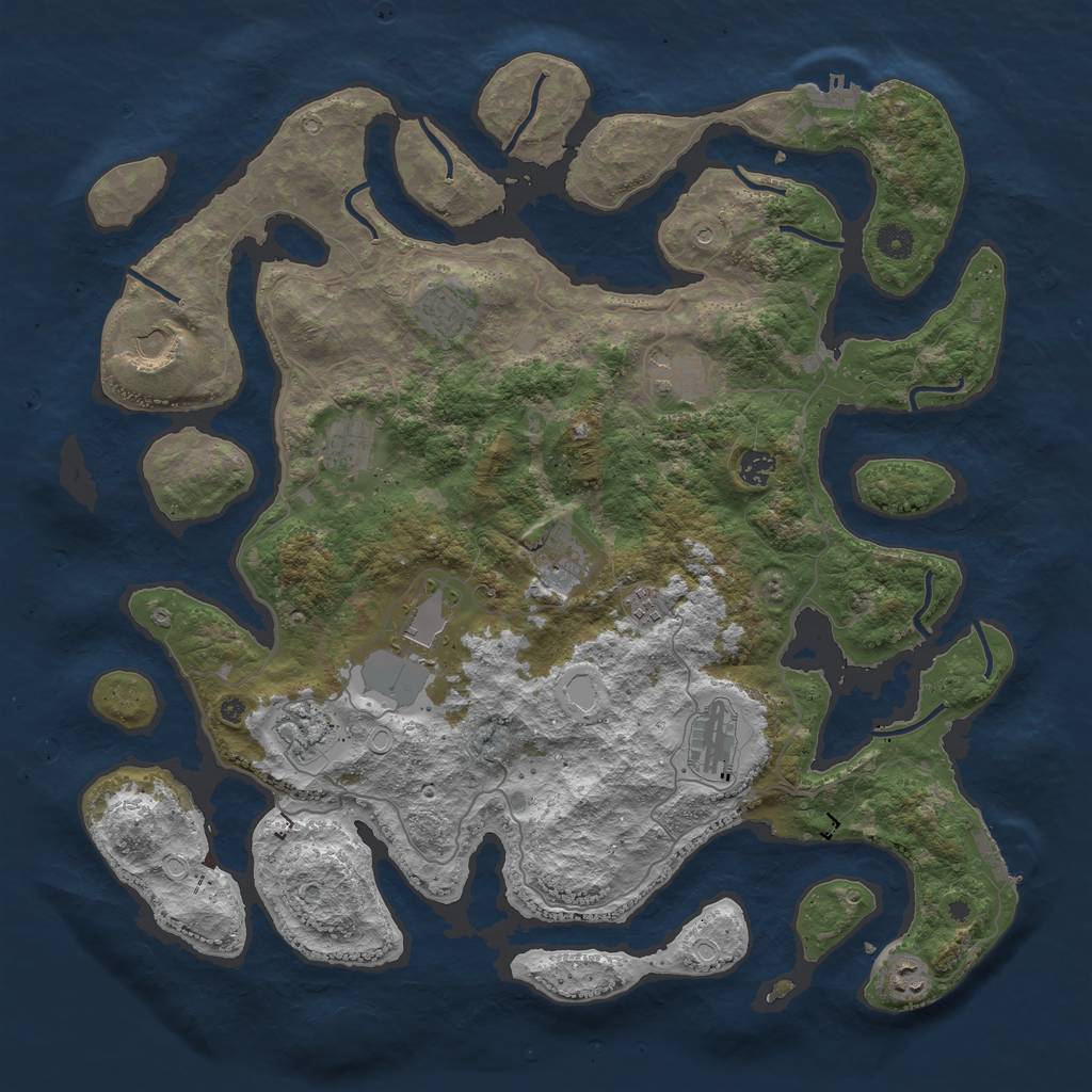 Rust Map: Procedural Map, Size: 4500, Seed: 309370578, 19 Monuments