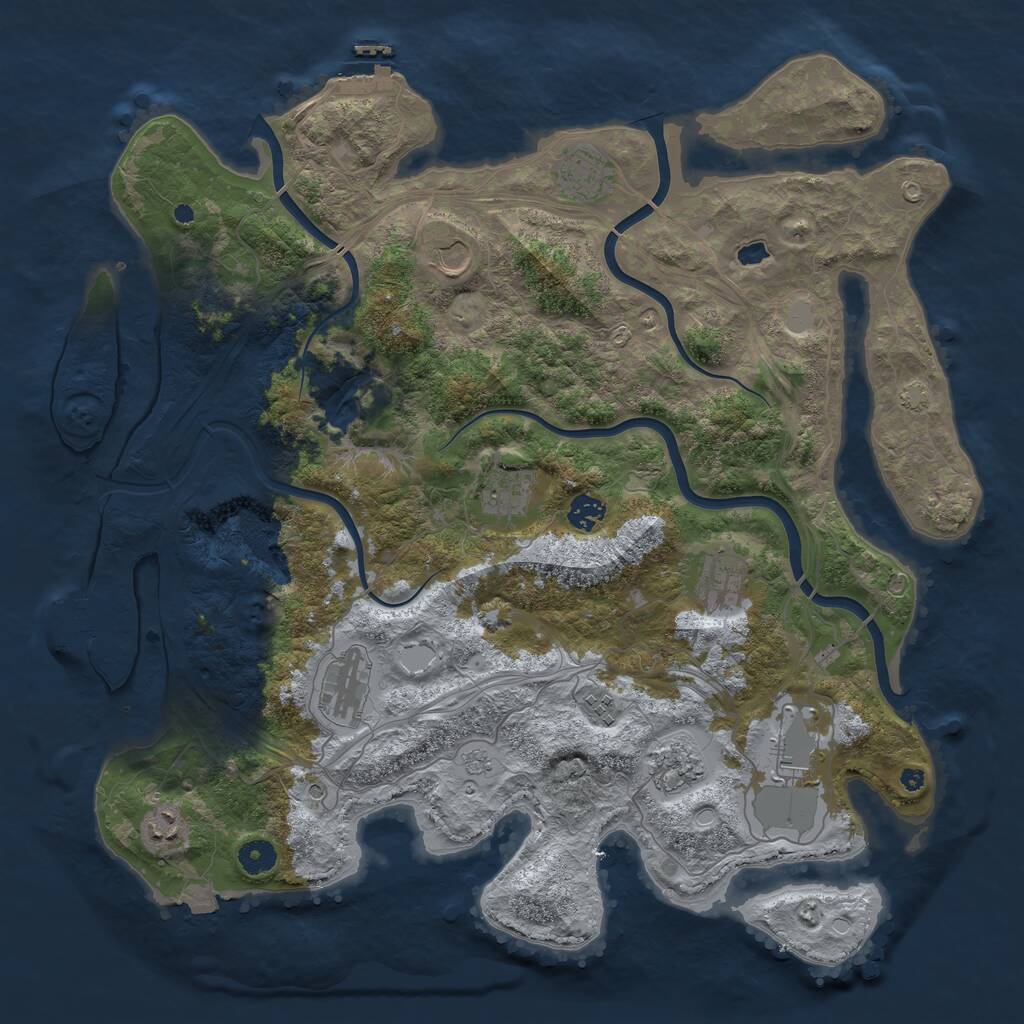 Rust Map: Procedural Map, Size: 4300, Seed: 2279, 16 Monuments