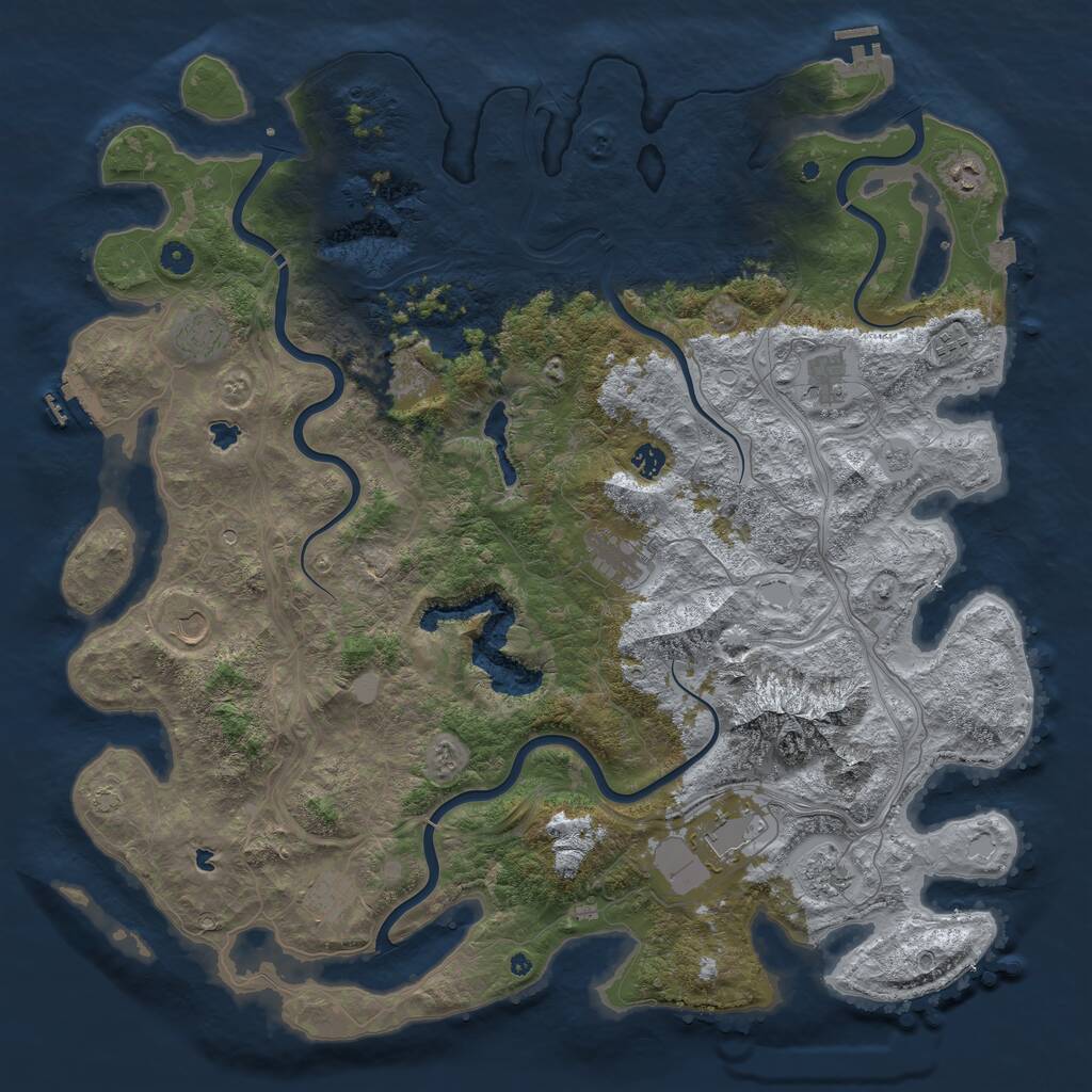Rust Map: Procedural Map, Size: 5000, Seed: 763700, 17 Monuments