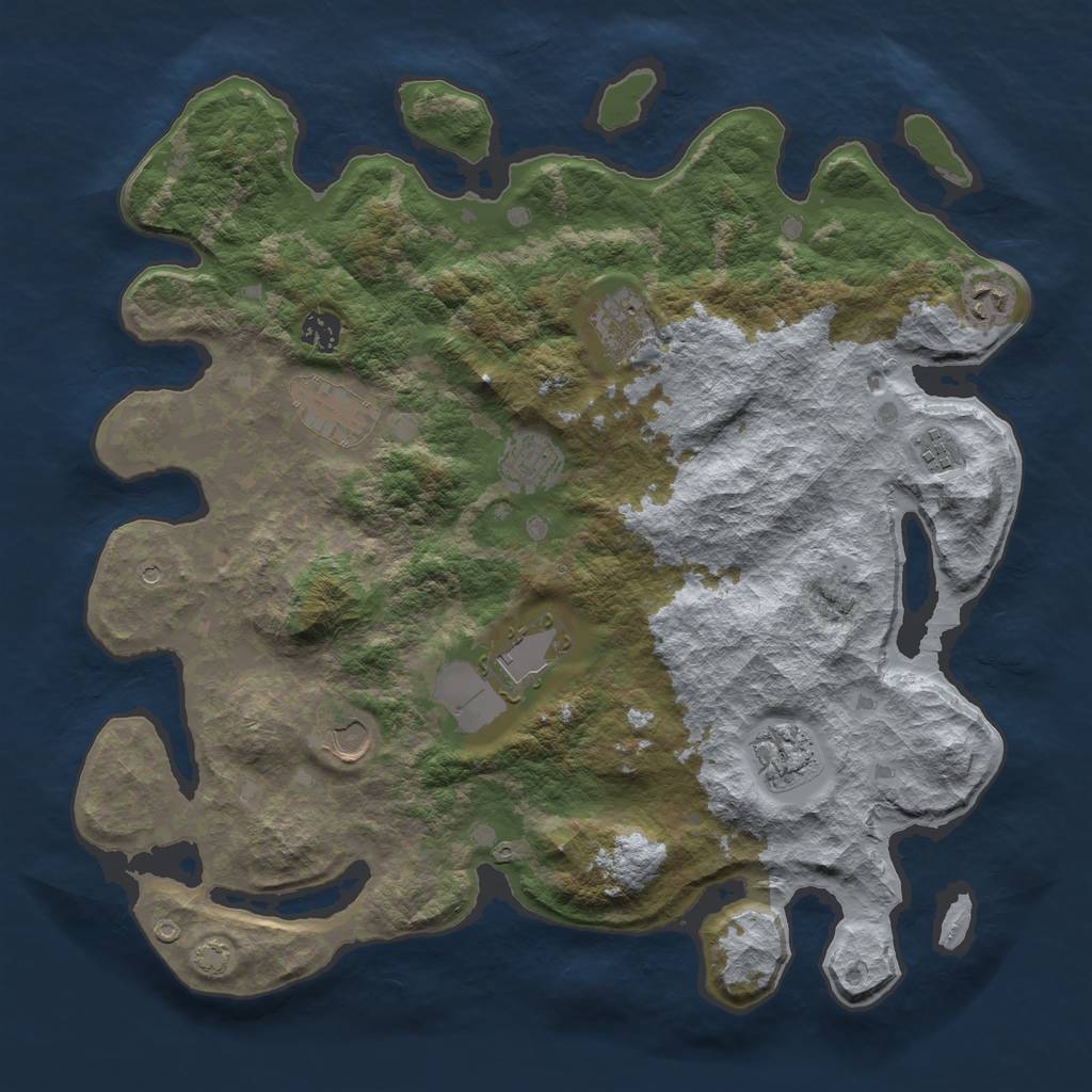 Rust Map: Barren, Size: 4000, Seed: 2050, 13 Monuments