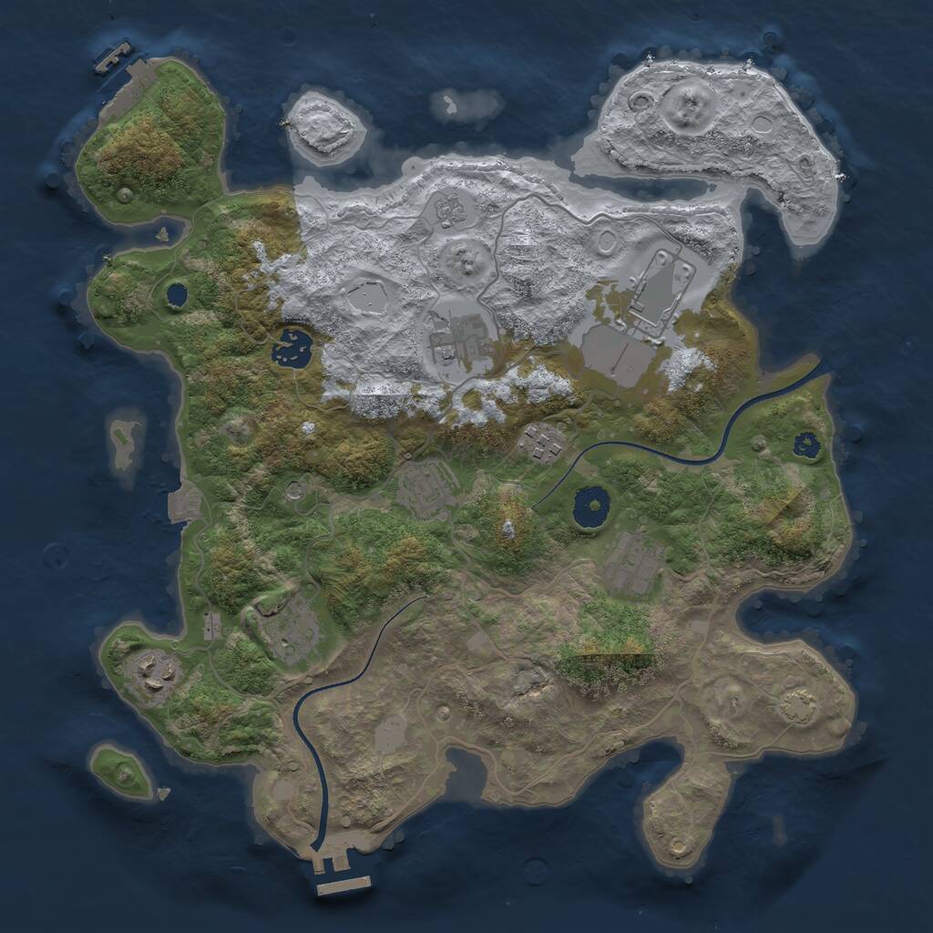 Rust Map: Procedural Map, Size: 3500, Seed: 69690, 14 Monuments