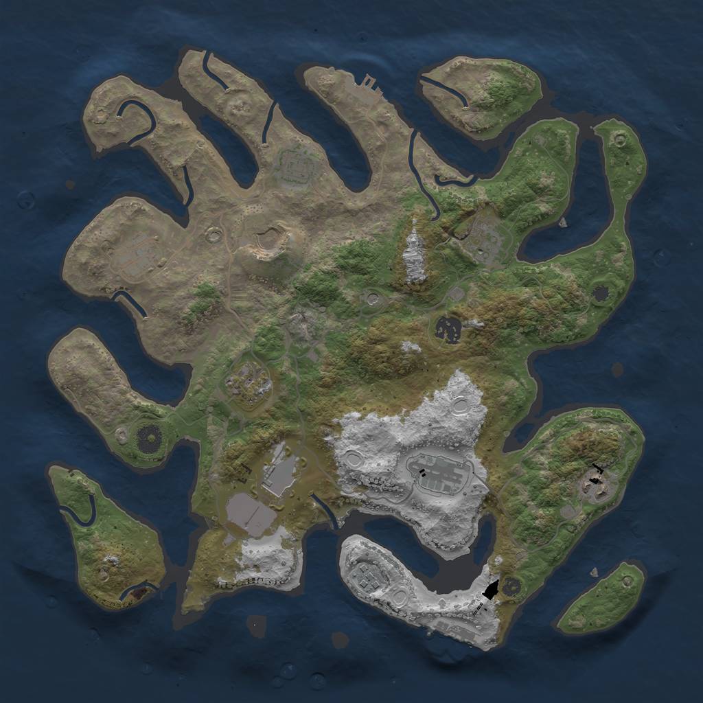 Rust Map: Procedural Map, Size: 3850, Seed: 225631758, 18 Monuments