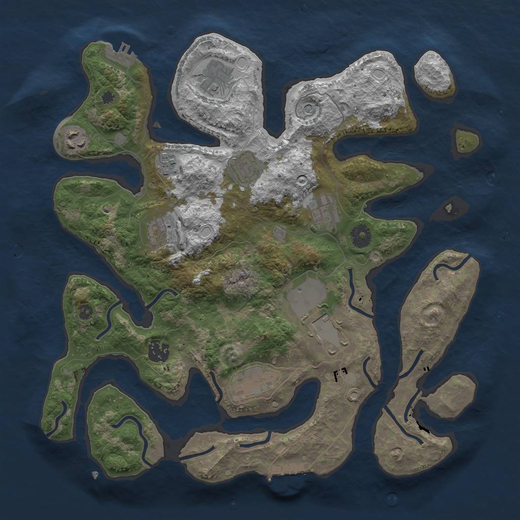 Rust Map: Procedural Map, Size: 3500, Seed: 4561321, 17 Monuments
