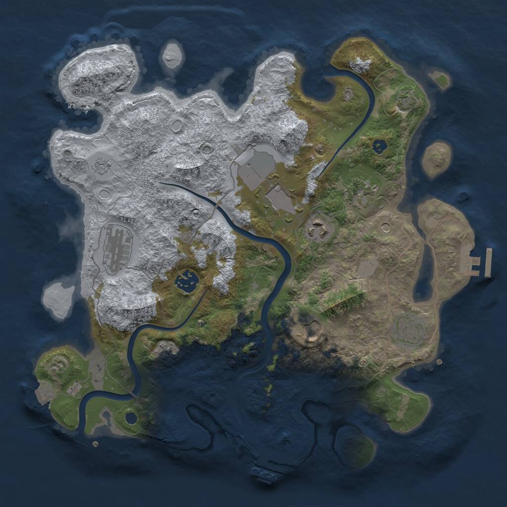 Rust Map: Procedural Map, Size: 3500, Seed: 2086300862, 14 Monuments