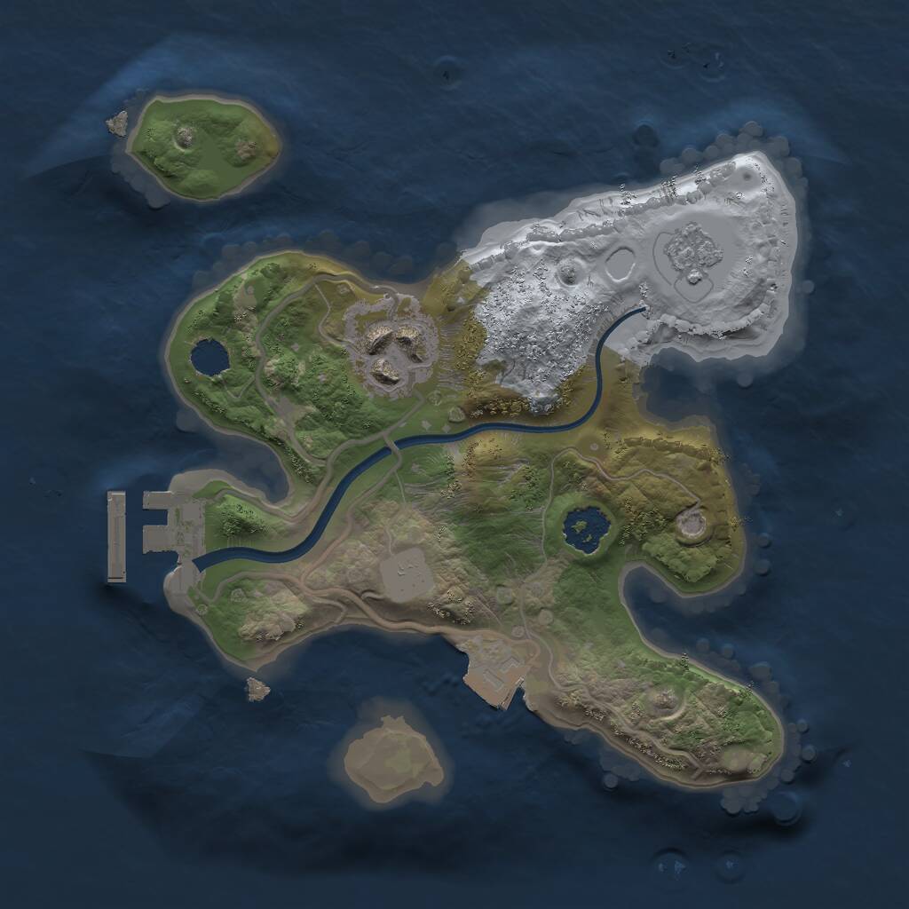 Rust Map: Procedural Map, Size: 2000, Seed: 895164, 4 Monuments