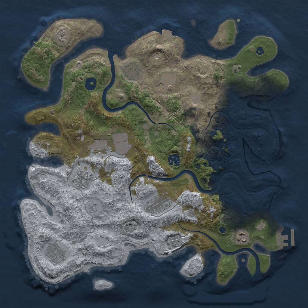 Rust Map: Procedural Map, Size: 3700, Seed: 1994932931, 14 Monuments