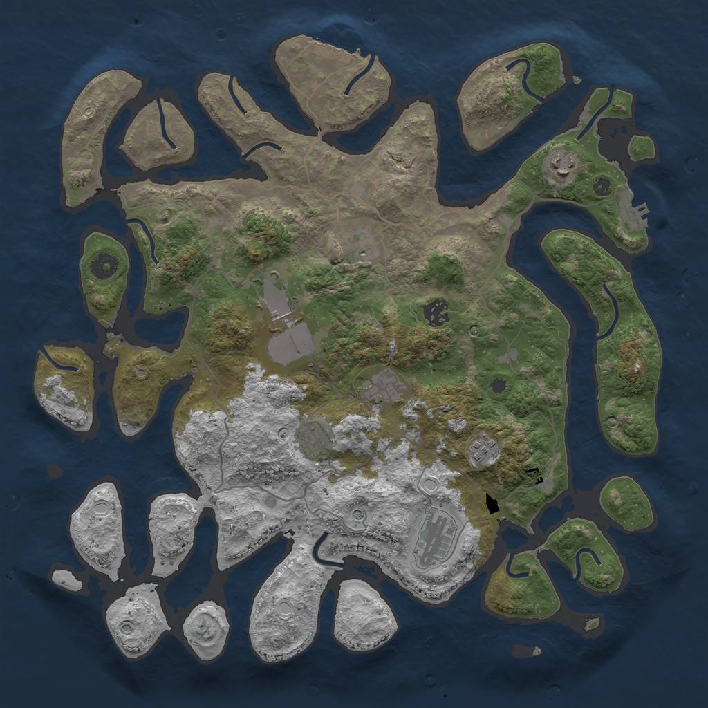 Rust Map: Procedural Map, Size: 4000, Seed: 9819864, 16 Monuments