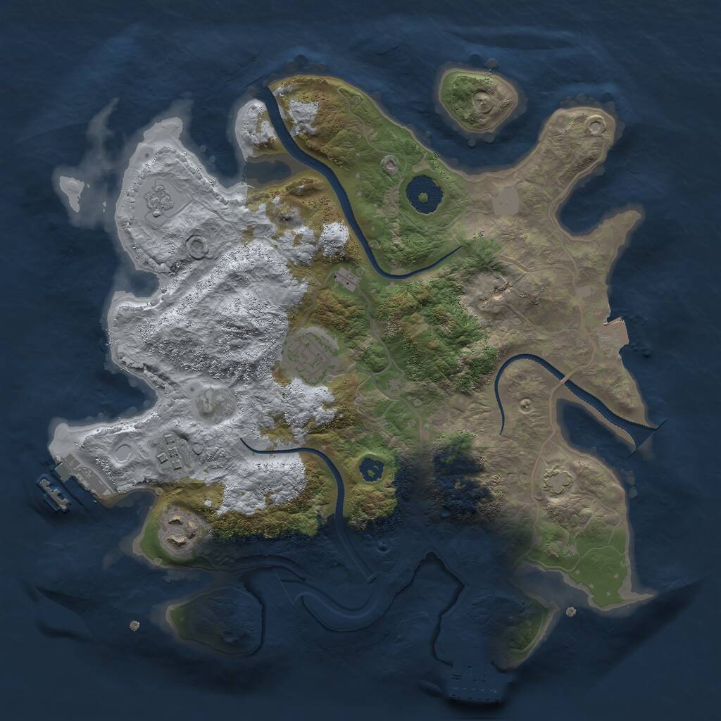 Rust Map: Procedural Map, Size: 3000, Seed: 158695327, 8 Monuments
