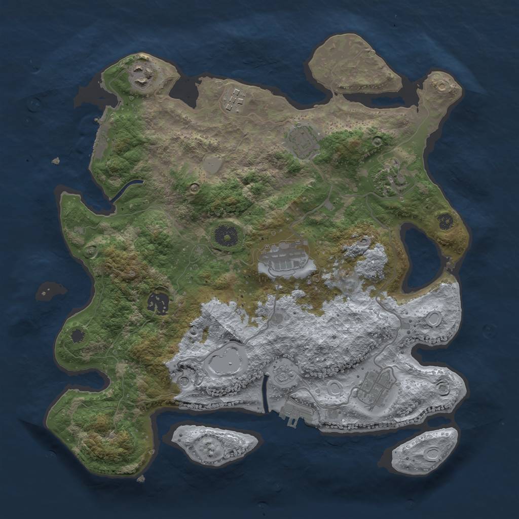 Rust Map: Procedural Map, Size: 3400, Seed: 917696277, 14 Monuments