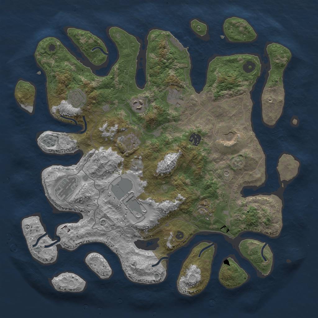 Rust Map: Procedural Map, Size: 4000, Seed: 6969, 17 Monuments