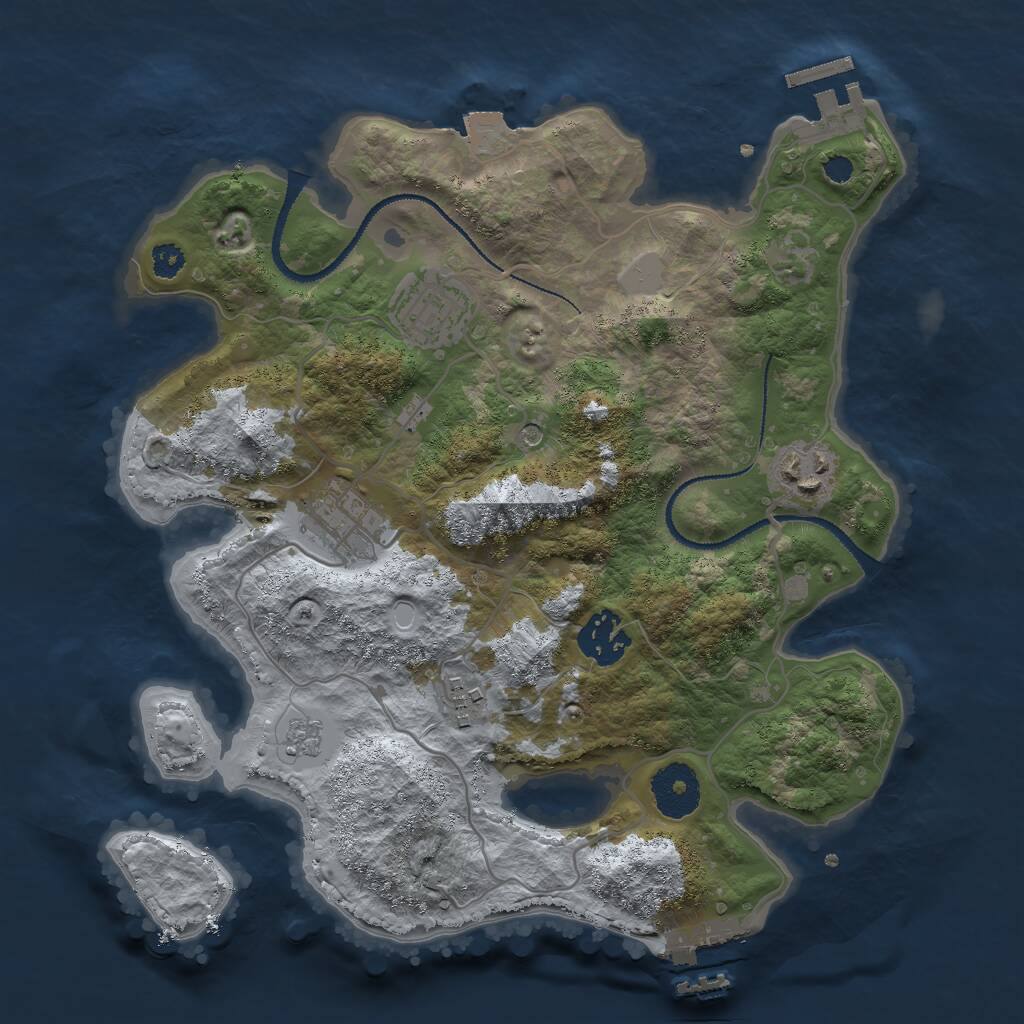 Rust Map: Procedural Map, Size: 3000, Seed: 25149444, 10 Monuments