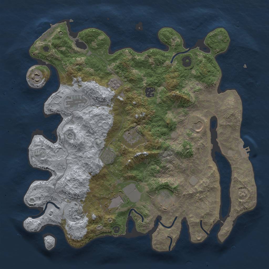 Rust Map: Procedural Map, Size: 3800, Seed: 1322321, 17 Monuments