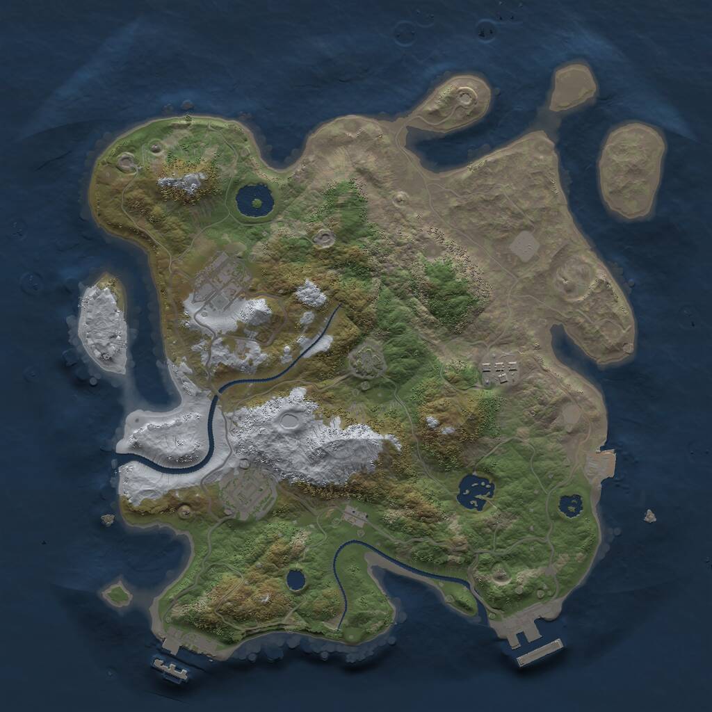Rust Map: Procedural Map, Size: 3000, Seed: 478837844, 8 Monuments