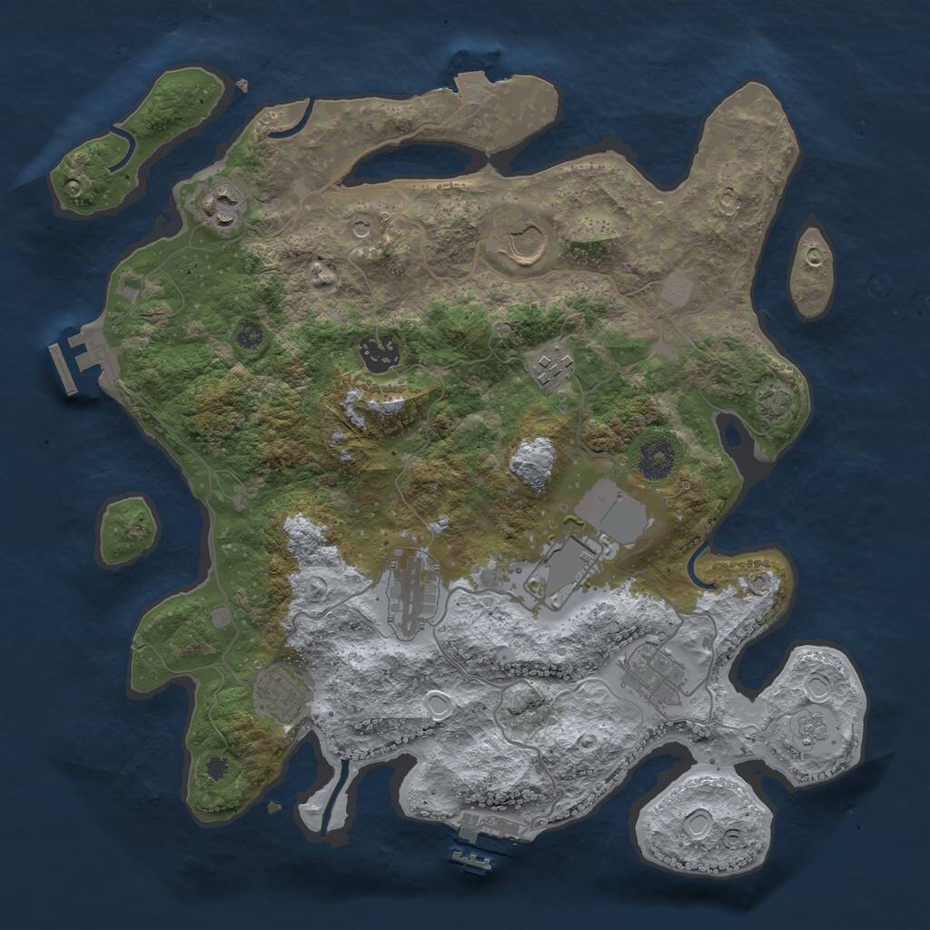 Rust Map: Procedural Map, Size: 3500, Seed: 112221456, 14 Monuments