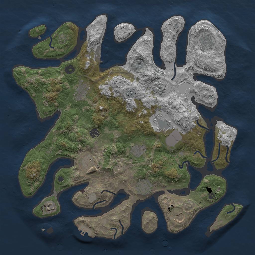 Rust Map: Procedural Map, Size: 3950, Seed: 1951438785, 19 Monuments