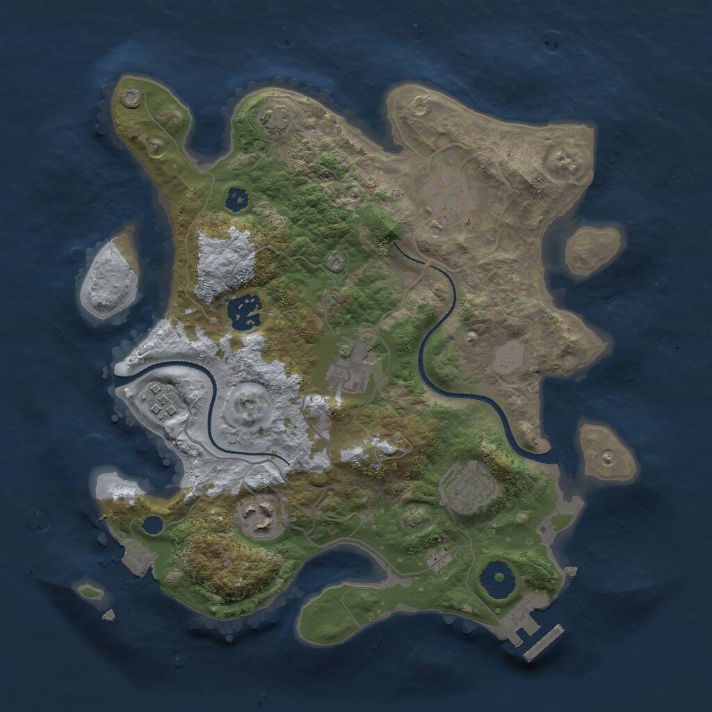 Rust Map: Procedural Map, Size: 3000, Seed: 974738432, 9 Monuments