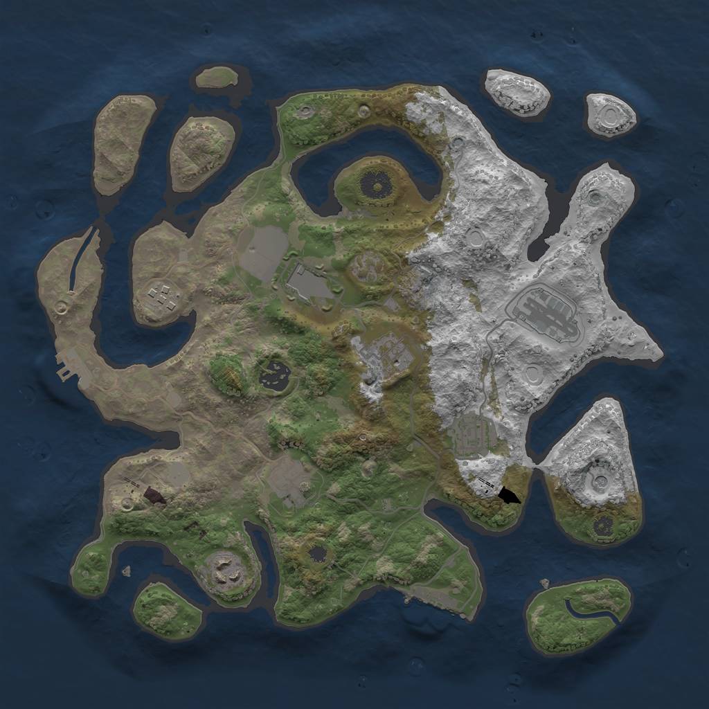 Rust Map: Procedural Map, Size: 3500, Seed: 1877, 16 Monuments