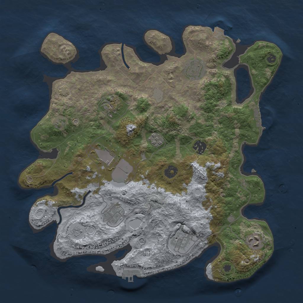 Rust Map: Procedural Map, Size: 3500, Seed: 632425, 16 Monuments