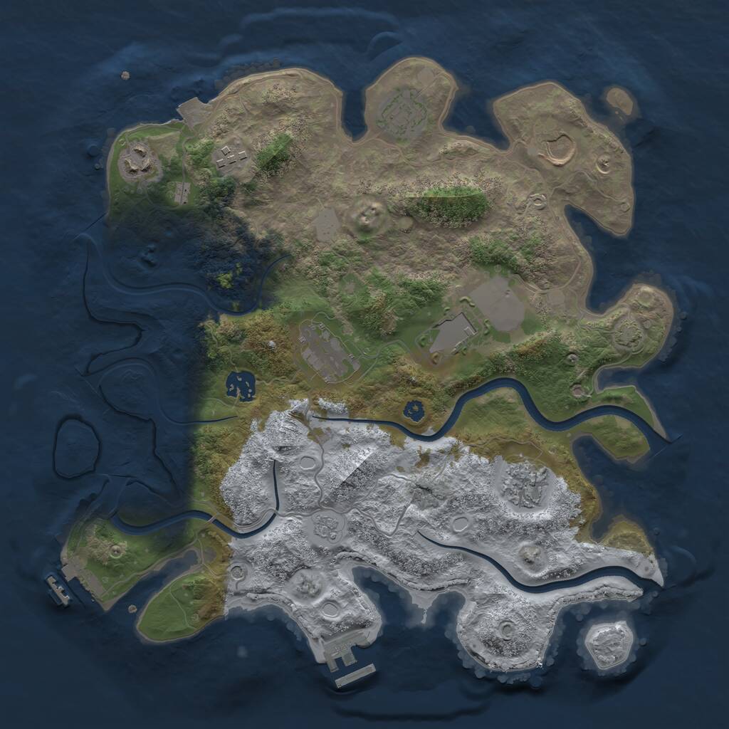 Rust Map: Procedural Map, Size: 3500, Seed: 9543670, 14 Monuments